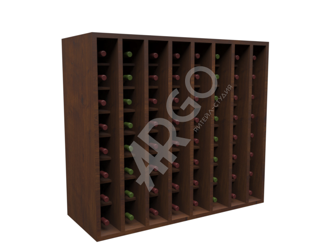 Пристенный винный шкаф с ячейками доступен в светлом и темном оформлении 
