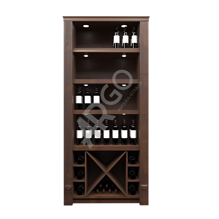 Пристенный винный шкаф в светлом оформлении из материала ЛДСП от компании ARGO 