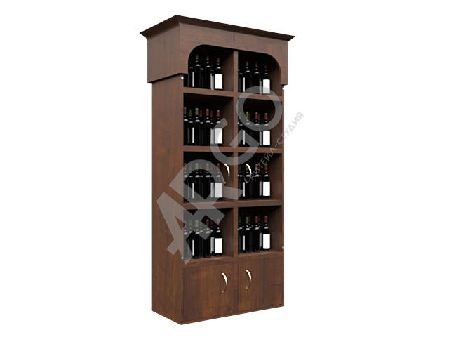  Винный пристенный шкаф с двумя секциями из материала ЛДСП от компании ARGO для демонстрации и хранения вин 