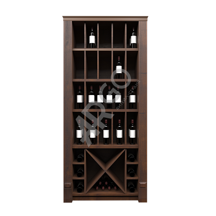 Оригинальное расположение отсеков для демонстрации винной продукции – отличительная черта этой модель винного шкафа 